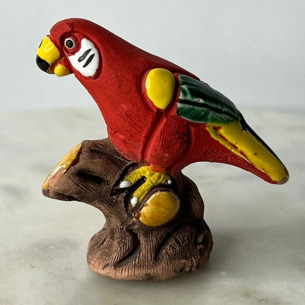 Magu Peru Parrot Macaw Figurine‎ Handcrafted Terracotta Folk Art Vintage 3